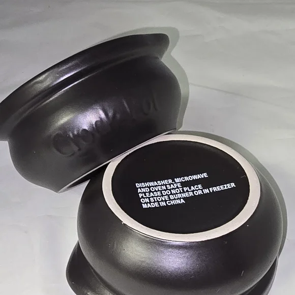Crock Pot Set Of 2 Black Clay Soup Bowls Dishwasher Oven Microwave Safe Crockpot - Picture 1 of 6